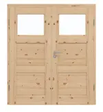 Frontansicht von Doppelflügeltür TM-31 Kiefer astig Massivholz mit Zarge