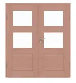 Frontansicht von Doppelflügeltür TM-32 Buche Massivholz mit Zarge