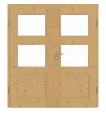 Frontansicht von Doppelflügeltür TM-32 Eiche astig Massivholz mit Zarge