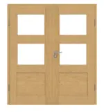 Frontansicht von Doppelflügeltür TM-32 Eiche astarm Massivholz mit Zarge