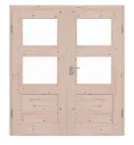 Frontansicht von Doppelflügeltür TM-32 Fichte astig Massivholz mit Zarge