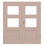 Frontansicht von Doppelflügeltür TM-32 Kiefer astarm Massivholz mit Zarge