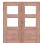 Frontansicht von Doppelflügeltür TM-32 Lärche Massivholz mit Zarge