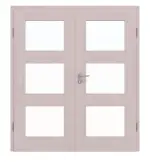 Frontansicht von Doppelflügeltür TM-33 Buche weiß pigmentiert lackiert Massivholz mit Zarge