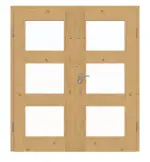 Frontansicht von Doppelflügeltür TM-33 Eiche astig Massivholz mit Zarge