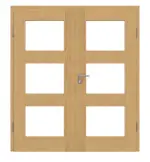 Frontansicht von Doppelflügeltür TM-33 Eiche astarm Massivholz mit Zarge