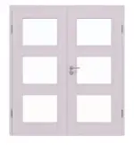 Frontansicht von Doppelflügeltür TM-33 Fichte astarm weiß pigmentiert lackiert Massivholz mit Zarge