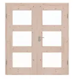 Frontansicht von Doppelflügeltür TM-33 Fichte astig Massivholz mit Zarge