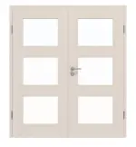 Frontansicht von Doppelflügeltür TM-33 Fichte astig weiß pigmentiert lackiert Massivholz mit Zarge