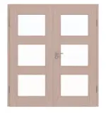 Frontansicht von Doppelflügeltür TM-33 Kiefer astarm Massivholz mit Zarge