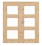 Frontansicht von Doppelflügeltür TM-33 Kiefer astig Massivholz mit Zarge