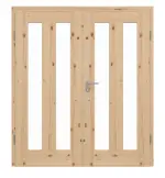 Frontansicht von Doppelflügeltür TM-39 Kiefer astig Massivholz mit Zarge