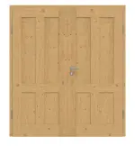 Frontansicht von Doppelflügeltür TM-4 Eiche astig Massivholz mit Zarge