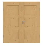 Frontansicht von Doppelflügeltür TM-6 Eiche astig Massivholz mit Zarge