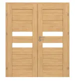 Frontansicht von CLASSEN Doppelflügeltür Tosca M8 Eiche geölt 3D Look mit Lichtausschnitt inkl. Zarge