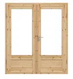 Frontansicht von Typ 02-01-LA Kiefer Massivholz Doppelflügeltür inkl. Zarge - Kilsgaard