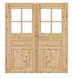 Frontansicht von Typ 02-03-SP 4 Kiefer Massivholz Doppelflügeltür inkl. Zarge - Kilsgaard