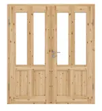 Frontansicht von Typ 02-04-LA 2 Kiefer Massivholz Doppelflügeltür inkl. Zarge - Kilsgaard