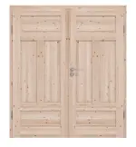 Frontansicht von Typ 02-04 N Fichte Massivholz Doppelflügeltür inkl. Zarge - Kilsgaard