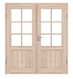 Frontansicht von Typ 02-SP 6 Fichte Massivholz Doppelflügeltür inkl. Zarge - Kilsgaard