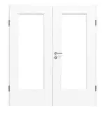 Frontansicht von Typ 43-LA Esche Weiß Lamikor Doppelflügeltür inkl. Zarge - Kilsgaard