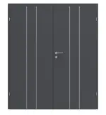 Frontansicht von CLASSEN Doppelflügeltür Natura HK/HB Venom Alu M4 Graphit RAL 7024 CPL mit Zarge