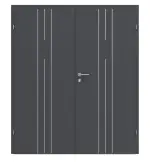 Frontansicht von CLASSEN Doppelflügeltür Natura HK/HB Venom Alu M5 Graphit RAL 7024 CPL mit Zarge