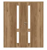 Frontansicht von Doppelflügeltür Zano M3 Honig Catania Dekorfolie inkl. Lichtausschnitt und Zarge