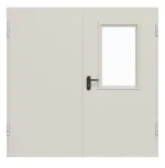 Frontansicht von Komplettset Stahl Mehrzweckaußentür D65-2 OD mit LA-B2 im Gehflügel inkl. Eckzarge - Hörmann