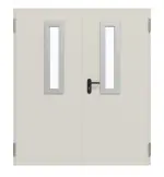 Frontansicht von TECKENTRUP Komplettset 2-flg. Stahl Mehrzwecktür dw 42-2 mit Rechteckverglasung Ausschnitt 1 inkl. Eckzarge