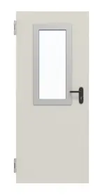 Frontansicht von Komplettset Stahl Mehrzwecktür DW 42-1 mit Rechteckverglasung Ausschnitt 2 inkl. Umfassungszarge - Teckentrup