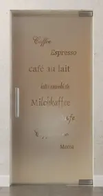 Bild von Cafe 2 Motiv klar Glaspendeltür DORMA Mundus BTS Variante 1 - Erkelenz