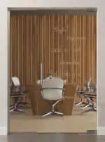 Bild von Cafe 2 Motiv matt Glaspendeltür mit festem Seitenteil DORMA Mundus BTS Variante 2 - Erkelenz