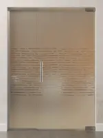 Bild von Morse Motiv klar Glaspendeltür mit festem Seitenteil DORMA Mundus BTS Variante 2 - Erkelenz