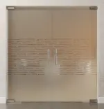 Bild von Morse Motiv klar 2-flg. Glaspendeltür DORMA Mundus BTS Variante 4 - Erkelenz