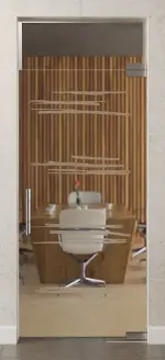 Bild von Bukarest Motiv matt Glaspendeltür mit Oberlicht DORMA Mundus BTS Variante 7 - Erkelenz