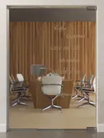 Bild von Cafe 2 Motiv matt Ganzglastür mit festem Seitenteil DORMA Mundus Variante 1 - Erkelenz