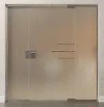 Bild von Bahia Motiv klar Ganzglastür mit zwei festen Seitenteilen DORMA Mundus Variante 2 - Erkelenz