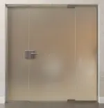 Bild von Vollflächig matt Ganzglastür mit zwei festen Seitenteilen DORMA Mundus Variante 2 - Erkelenz