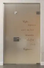 Bild von Cafe 2 Motiv klar Ganzglastür mit festem Seitenteil und Oberlicht DORMA Mundus Variante 6 - Erkelenz