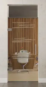 Bild von Bukarest Motiv matt Glaspendeltür mit Oberlicht DORMA Tensor Variante 1 - Erkelenz