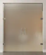 Bild von Vollflächig matt 2-flg. Glaspendeltür mit Oberlicht DORMA Tensor Variante 2 - Erkelenz