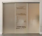 Bild von Bukarest Motiv klar Glasschiebetür mit zwei festen Seitenteilen Sigma Flexible Variante 2 - Erkelenz
