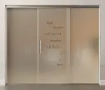 Bild von Cafe 2 Motiv klar Glasschiebetür mit zwei festen Seitenteilen Sigma Flexible Variante 2 - Erkelenz