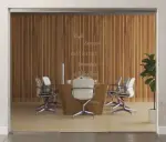 Bild von Cafe 2 Motiv matt Glasschiebetür mit zwei festen Seitenteilen Sigma Flexible Variante 2 - Erkelenz