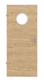 Frontansicht von Asteiche quer LA Bullauge Basic Durat Innentür - Huga