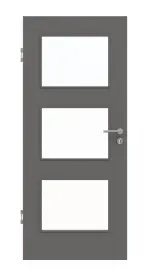 Frontansicht von Huga Innentür Hygge grau RAL 7037 Duradecor Basic mit Lichtausschnitt LA 11