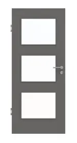 Frontansicht von Huga Innentür Hygge grau RAL 7037 Lack Basic mit Lichtausschnitt LA-11