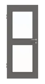 Frontansicht von Huga Innentür Hygge grau RAL 7037 Lack Basic mit Lichtausschnitt LA-12