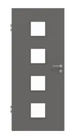 Frontansicht von Huga Innentür Hygge grau RAL 7037 Duradecor Basic mit Lichtausschnitt LA 14